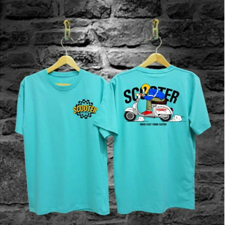 Anzafawzia  Kaos Distro Pria COD 292 //BAJU PRIA THE SCOOTER VESPA WARNA BIRU TOSCA//Grosir Baju dis
