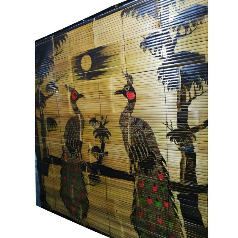 Tirai Bambu Hitam 2 x 2 Vernis & motif +katrol