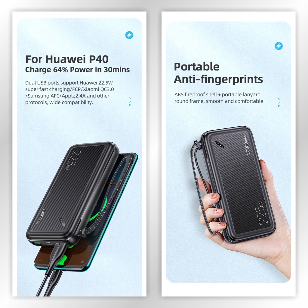 USAMS PB60 Powerbank Fast Charging 20000mAh 22.5W QC3.0 PD