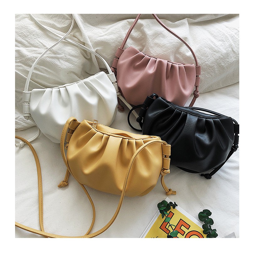 TAS SELEMPANG WANITA MURAH FLEMI IMPORT KOREA TERBARU MINI KECIL FASHION BATAM ABG CROISSANT KERUT