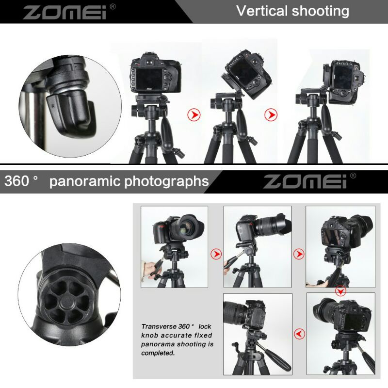 Zomei Profesional DSLR Tripod &amp; Pan Head - Q111 - Black