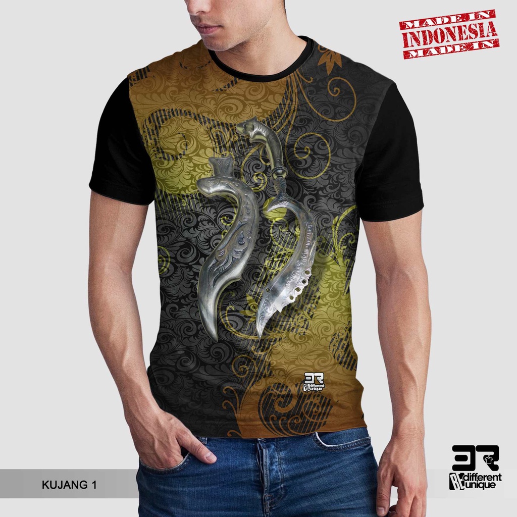 [ COD ] KAOS DISTRO PRINTING GAMBAR KUJANG 1 - BAJU GAMBAR SENJATA TRADISIONAL INDONESIA MOTIF UNIK 