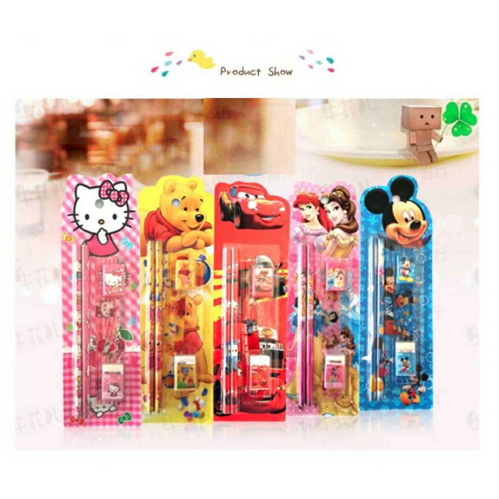 

ALAT TULIS SET, SET ALAT TULIS, SOUVENIR ULANG TAHUN MOTIF PRINCESS, CAR, MINION, PULPEN, PENSIL