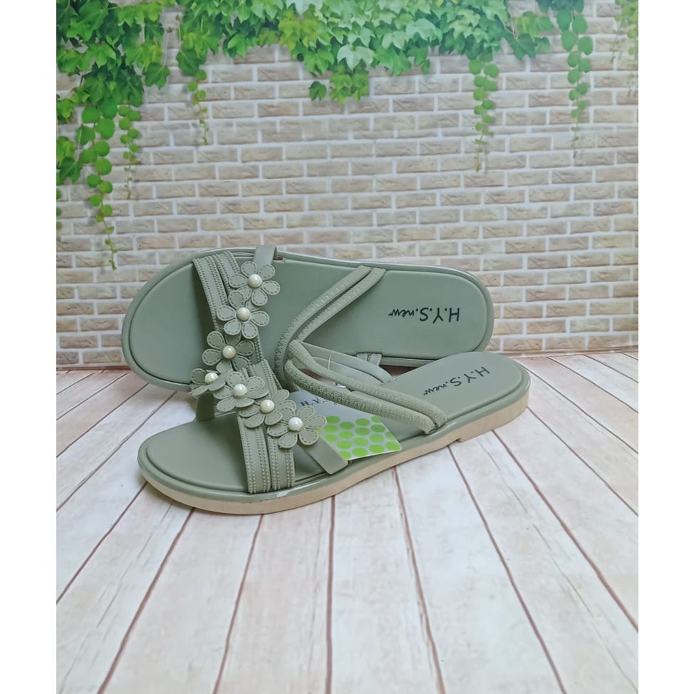 Sandal jelly wanita sandal wedges perempuan sandal karet perempuan terbaru ori produk impor-Hijau
