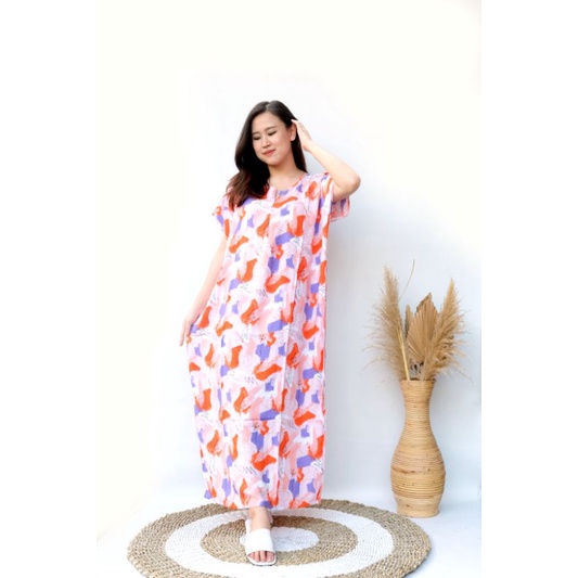 Daster busui bali habel rayon premium panjang semata kaki resleting-B50