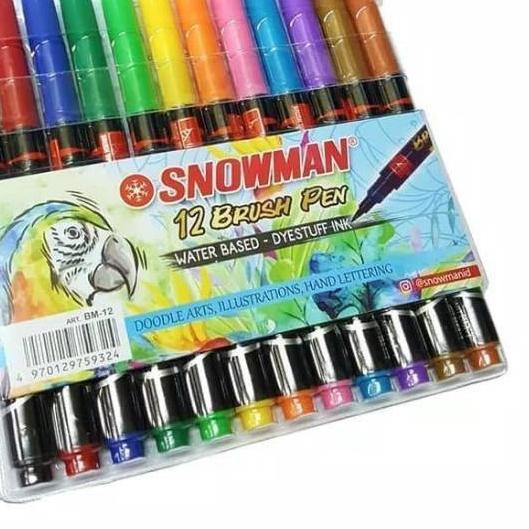 

[KODE 09] 1 SET ISI 6 12 24 36 SNOWMAN BRUSHPEN BRUSH PEN KUAS KALIGRAFI WARNA