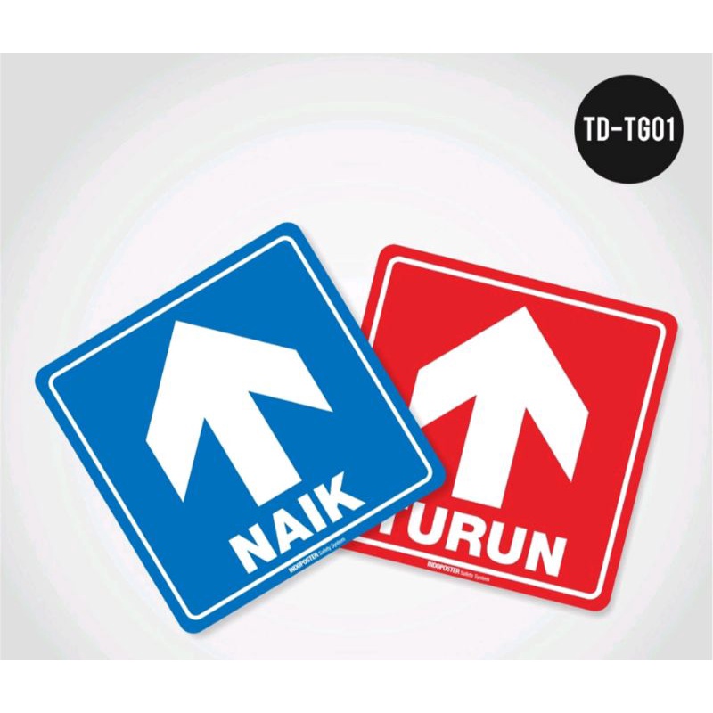 

STIKER SIGN PANAH NAIK TURUN ARAH TANGGA JALAN .RAMBU K3