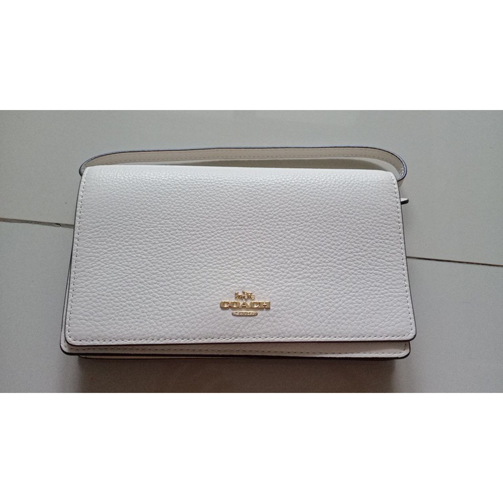 COACH Hayden Foldover Crossbody Clutch F30256 / Tas Dompet COACH dengan Tali Panjang - WHITE