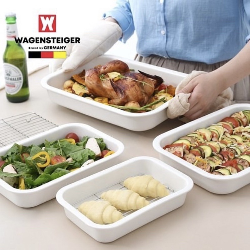 Wagensteiger (Germany) 4pc ceramic tray with stainless steel rack.