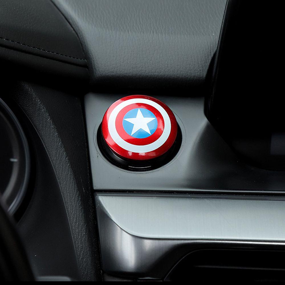 Augustina Marvel Captain America Aksesoris Mobil Car-styling Tombol Start Pengapian Dekoratif Saklar Saklar Dekoratif Penutup Start Mesin