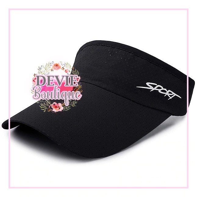 topi pantai wanita Sport Wanita Pria Olahraga Senam Jogging Golf Tennis Anti UV - BLACK B8N3 BEST SE