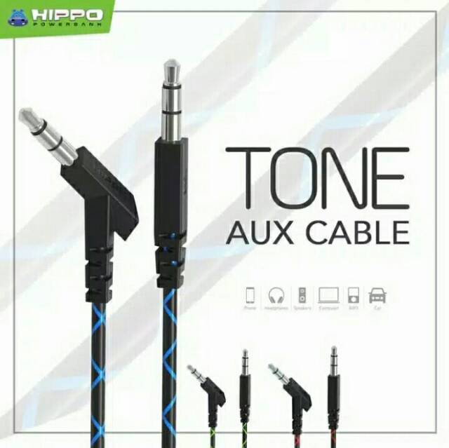 Kabel AUX merk Hippo warna doreng 3,5mm kabel audio AUX male to male KAH25