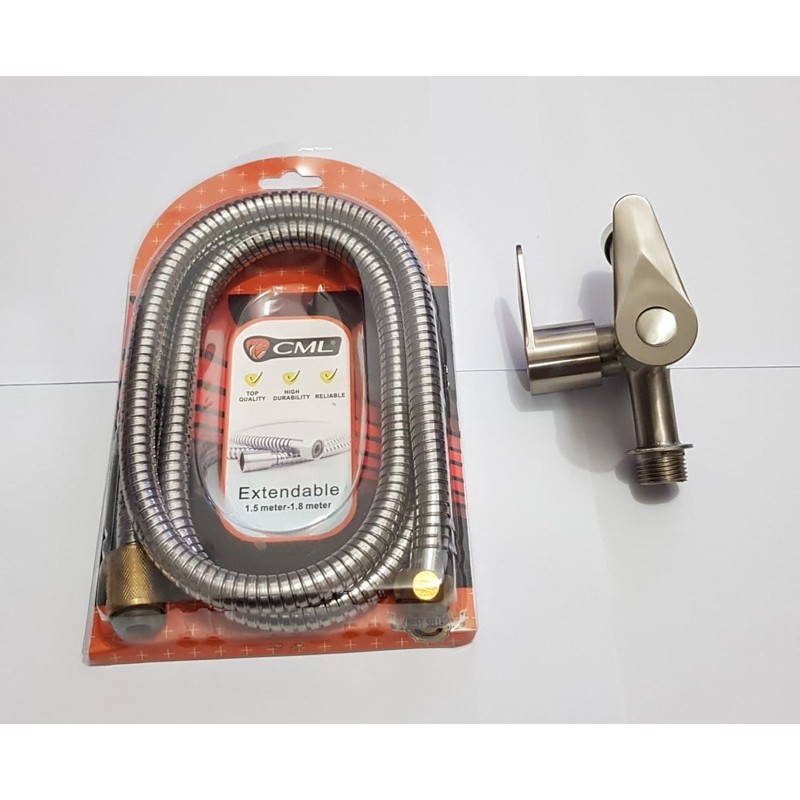 Paket kran shower cabang stainless + selang shower fleible 1.5m Camel