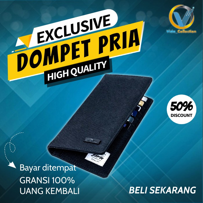 JFR Dompet Panjang Pria Kulit Kanvas Lipat Dompet Cowok Laki laki Dompet lipat  Pria Original Kulit