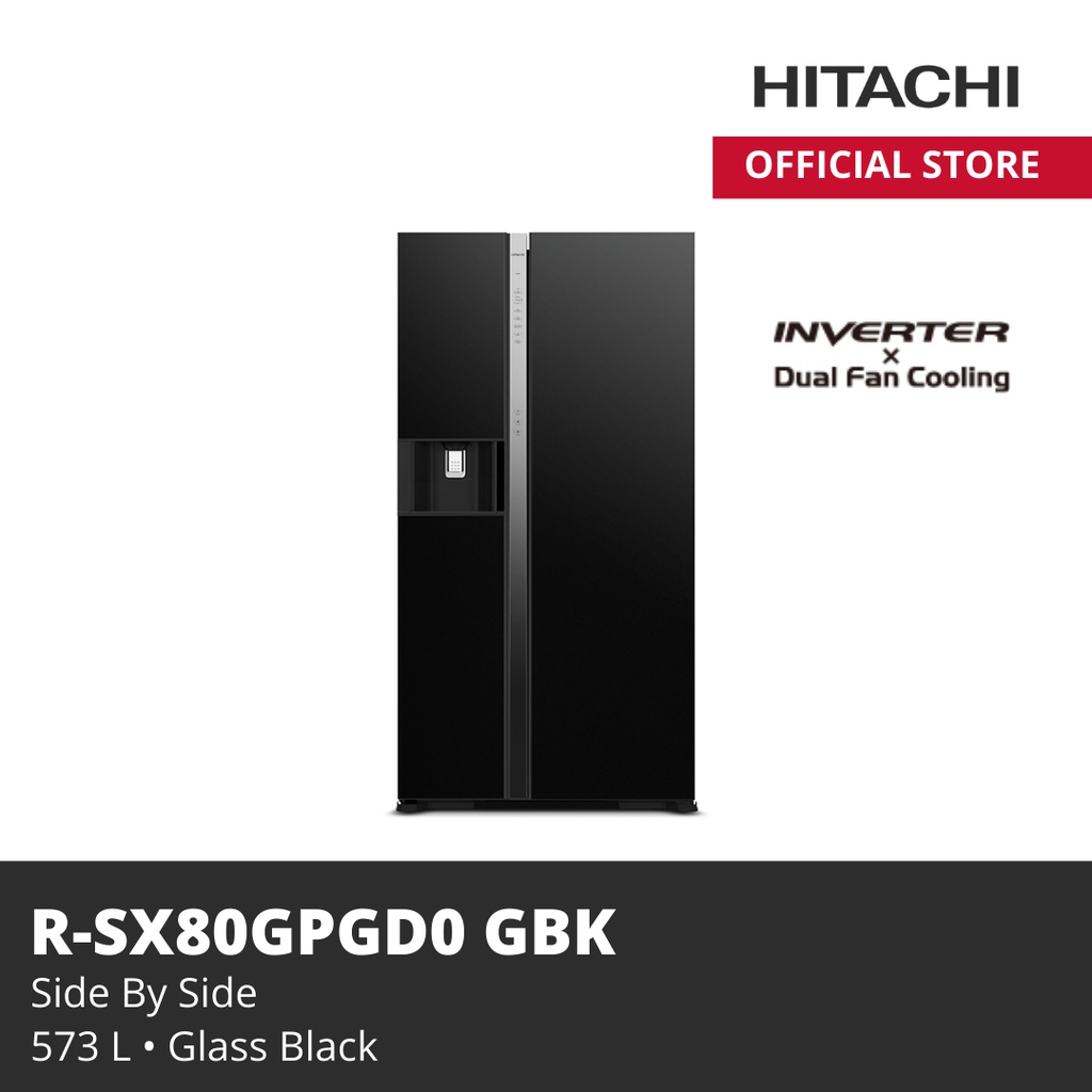 HITACHI KULKAS R-SX80GPGD0 GBK Side By Side Deluxe 590L