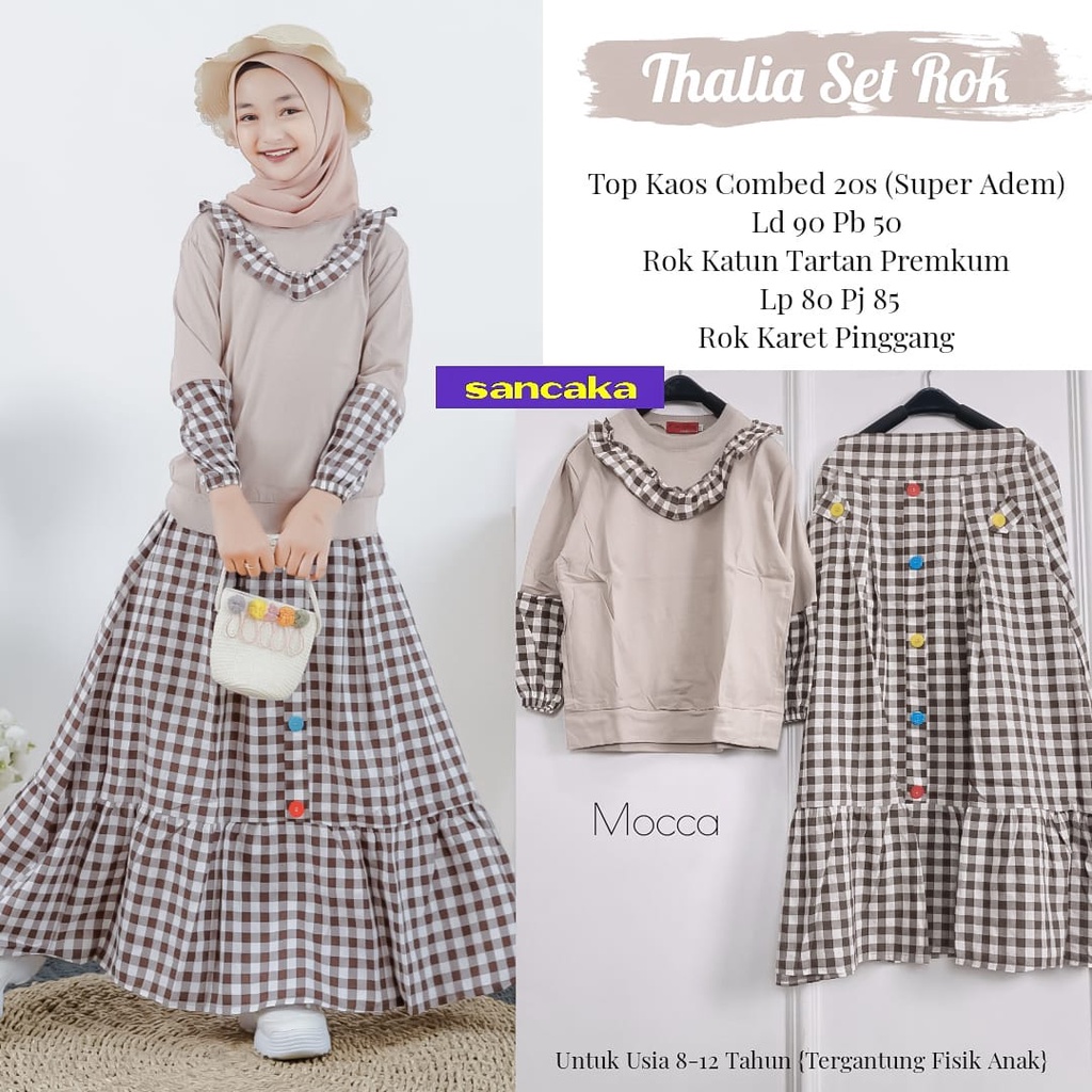THALIA SET ROK PAKAIAN SETELAN ONESET BY SANCAKA BAHAN TOP KAOS ROK KATUN