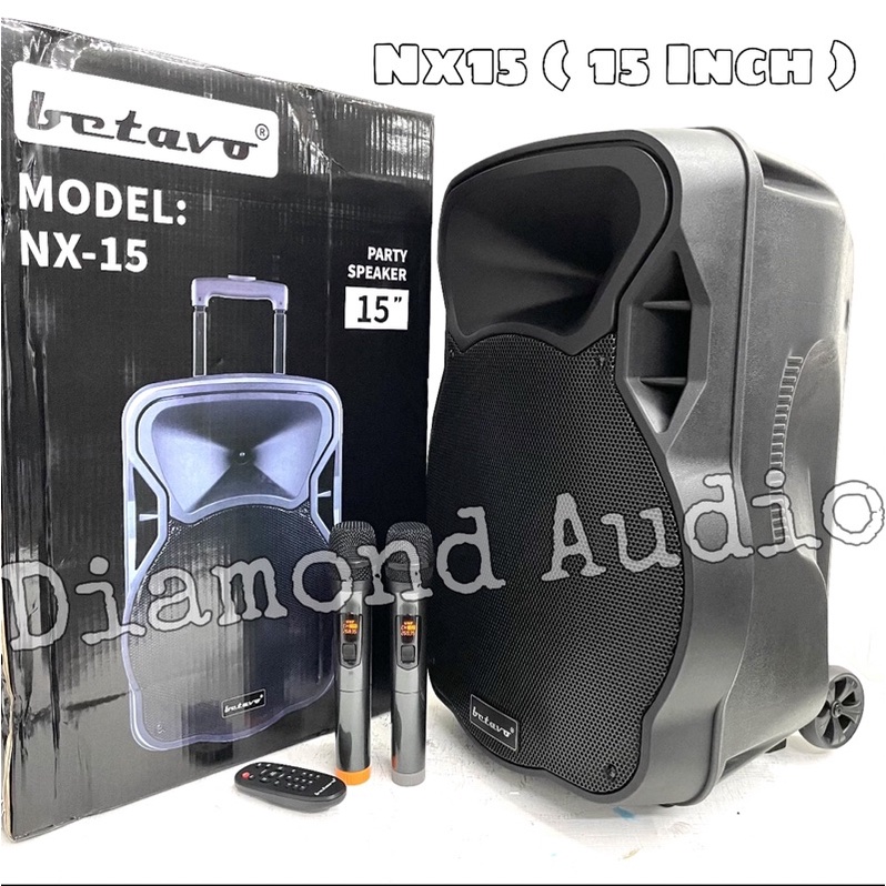 Speaker Portable Betavo Nx15 Usb Bluetooth Original Wireless Nx 15 Inch ( Bayar Ditempat )