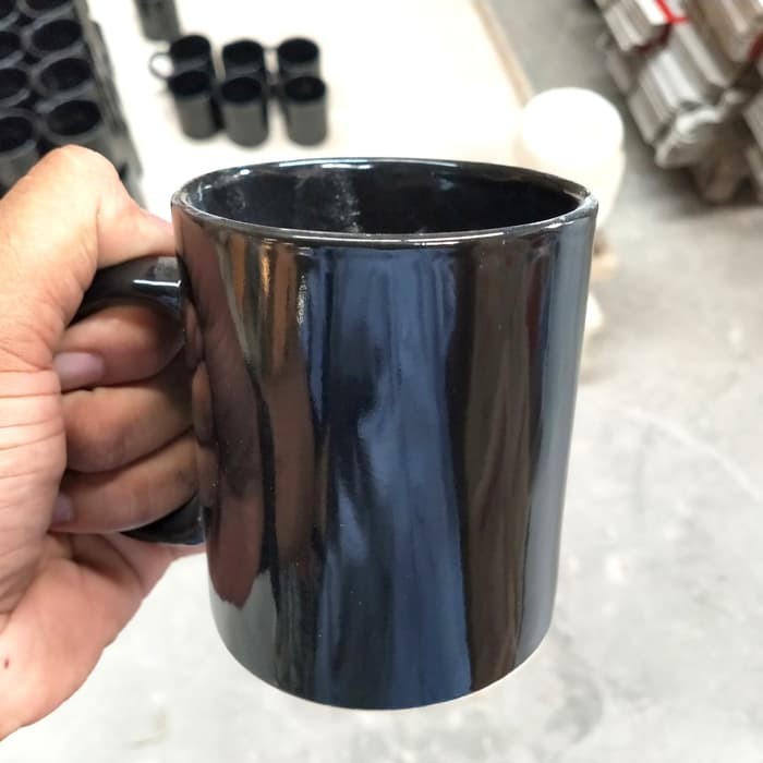 Gelas Mug Keramik Hitam Polos Mug Hitam Keramik Non Coating Porselen Mug Kopi Teh Cangkir