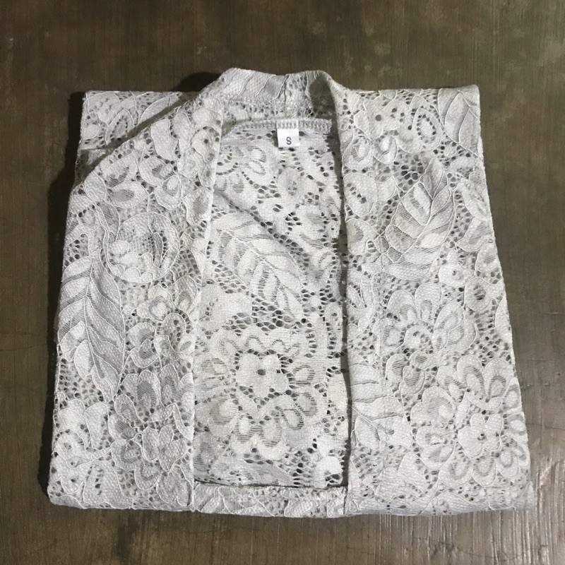 Kebaya bali brokat sofia bed kutu baru tangan panjang-Silver