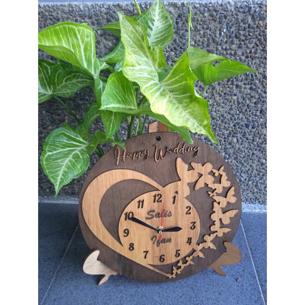 Jam Meja Kayu Unik Custom Nama | Jam Custom Unik Jam Kayu Custom Unik | Jam Meja Hadiah Wedding Ulta
