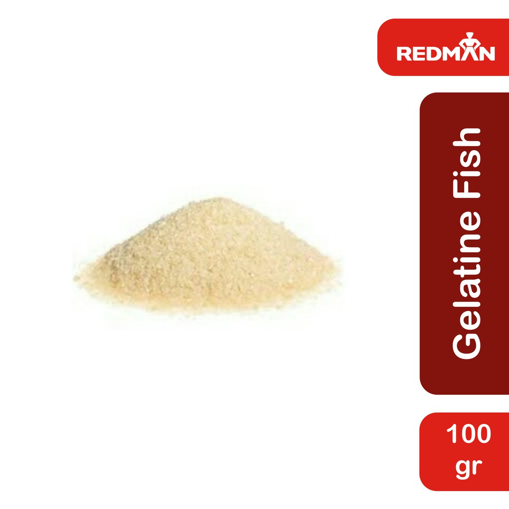 

Redman Fish Gelatine Powder 100gr Impor Halal Gelatin Ikan Bubuk Bloom