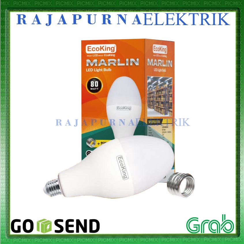 Ecoking lampu LED marlin 80W Watt E27 E40 Bola Lampu jalan ORIGINAL