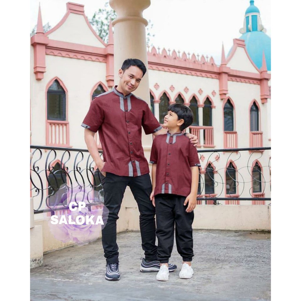 COUPLE KOKO SALOKA / FASHION MUSLIM AYAH DAN ANAK / BAJU KOKO PRIA GOOD QUALITY