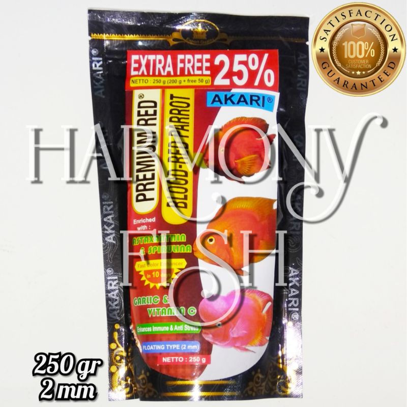 AKARI PREMIUM RED BLOOD PARROT 250GR pelet ikan pakan astaxanthin oscar perot channa louhan koki