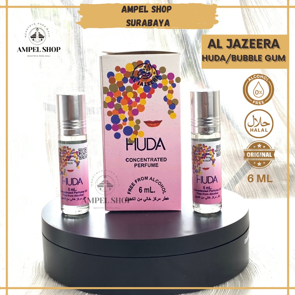 Parfum Al Jazeera HUDA/BUBBLE GUM Non Alkohol 6ml Roll on BPOM Sah Untuk Sholat Minyak Wangi Arab