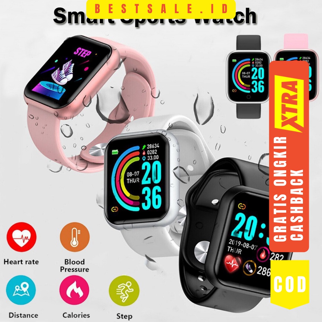 Jam Tangan Pintar Y68 - Smart Watch D20 - Jam Tangan Couple Anti Air IP68