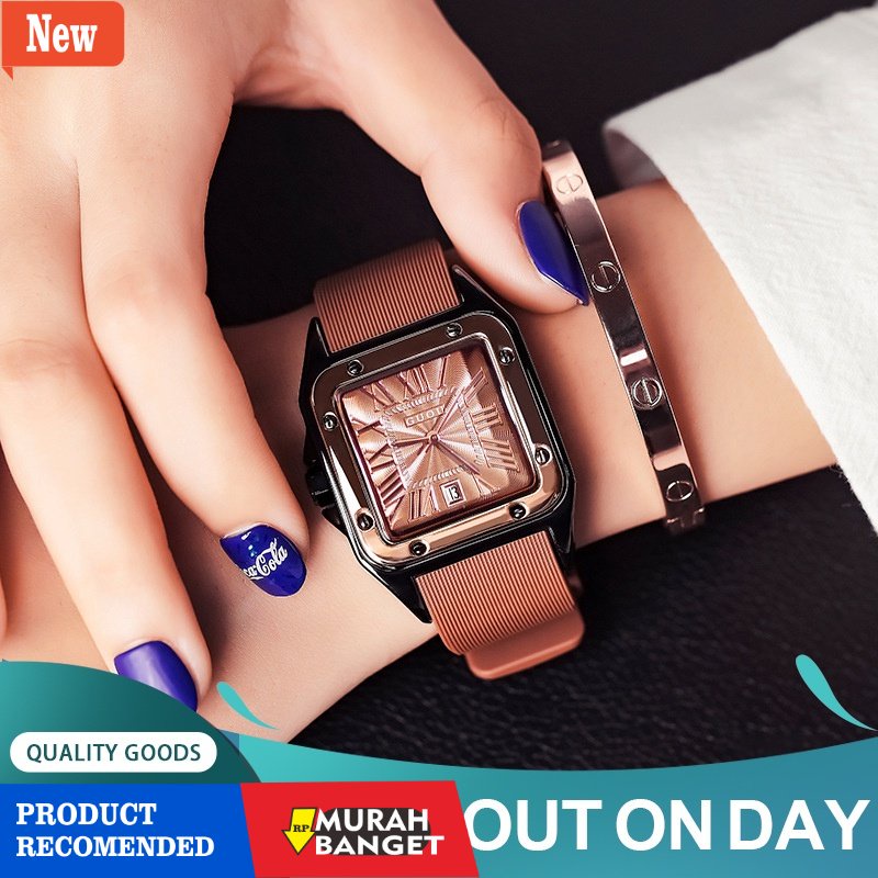 Jam digital wanita terbaik- 【stock】GUOU 【Gift box packaging】watch Jam Tangan Wanita Quartz Tali Sili