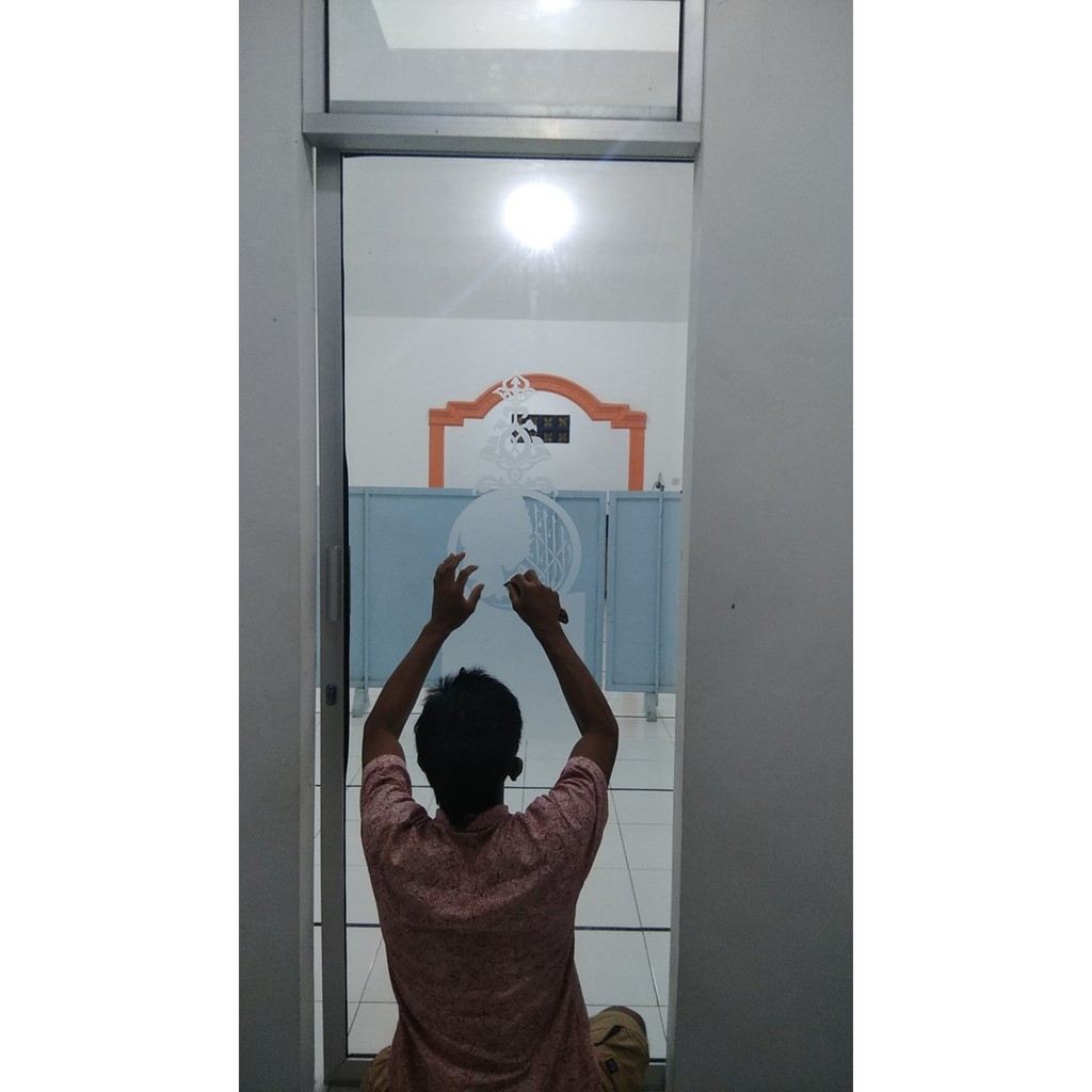 Stiker Kaligrafi Sandblas Stiker Kaca Es Pintu Jendela Masjid Musholla