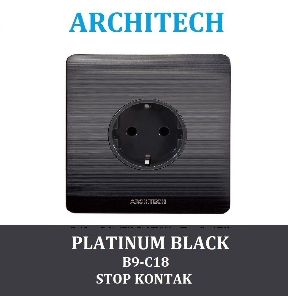 Architech Platinum B9-C18 Black Stop Kontak - Colokan Listrik Black