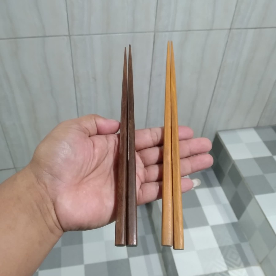 Sumpit Kayu - Sumpit Makan Mie - Sendok Makan Mie - Motif Serat Kayu-3