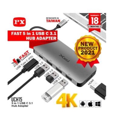 Type c to hdtv sd Tf Usb 3.0 pd usb-c hub px 7in1 4k 5gbps for laptop pc android ios uch17 uch-17