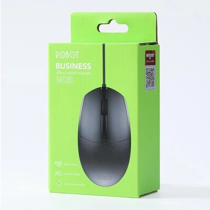 Mouse Kabel Robot M120/M100 1000 DPI Wired Mouse Black