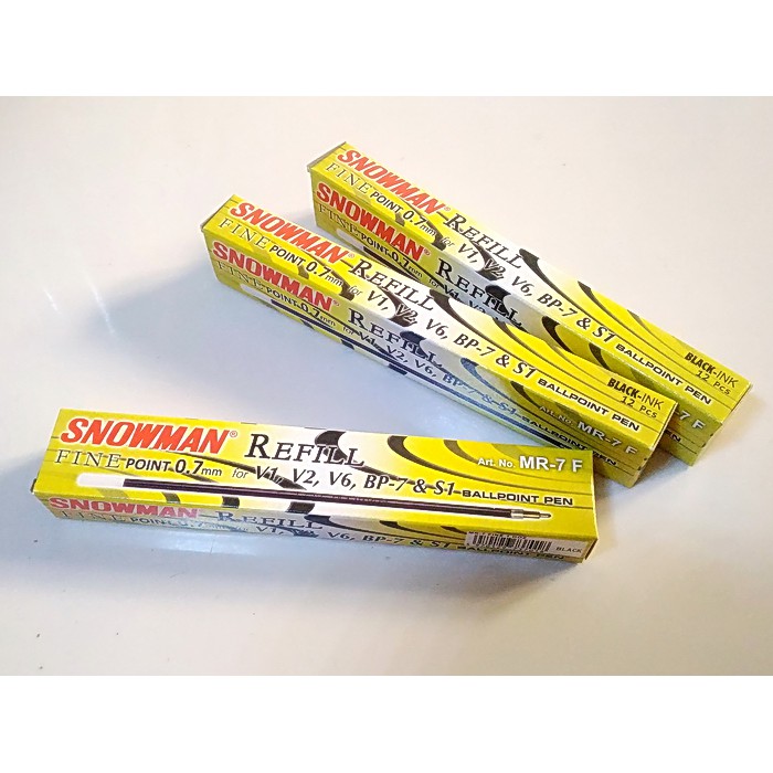 

Refill pulpen snowman 0.7mm isi ulang ballpoint refil bolpen V1 V2 V6 BP-7 S1 warna Hitam per Pak