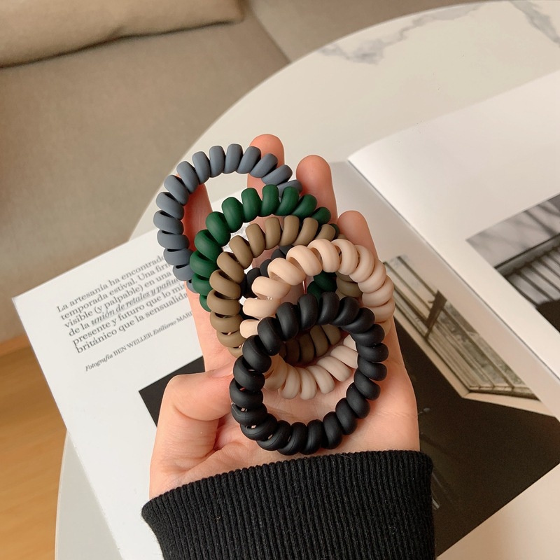 IKAT KARET RAMBUT DOFF MATTE KABEL SPIRAL TELEPON TEBAL SUPER ELASTIS KOREA PITA POLOS WARNA WARNI AKSESORIS WANITA SIMPEL CASUAL / KOREAN ELEGANT PONYTAIL HIGH END CABLE RING PHONE COLORFUL STRETCHY SIMPLE BAND HAIR ELASTICS TIES ACCESSORIES SOLID COLOR