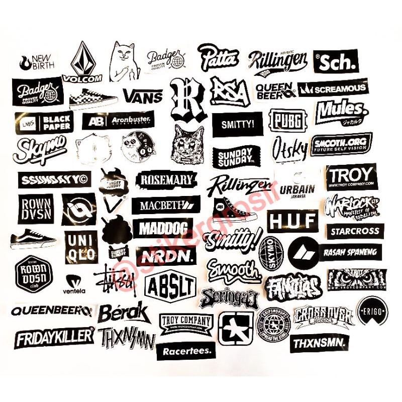paket Stiker sticker distro isi 20 pcs brand clothing murah Graftac random hitam-4