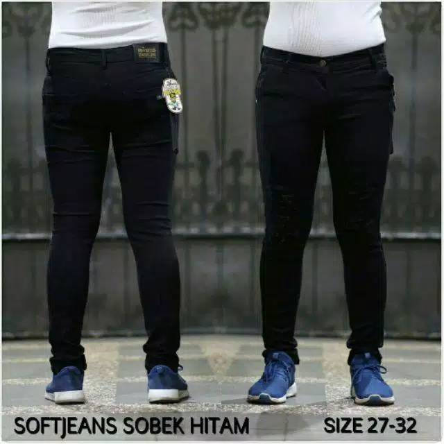Celana sobek hitam Pria/Celana sobek Distro Pria/Celana Sobek jeans hitam Pria 27-32