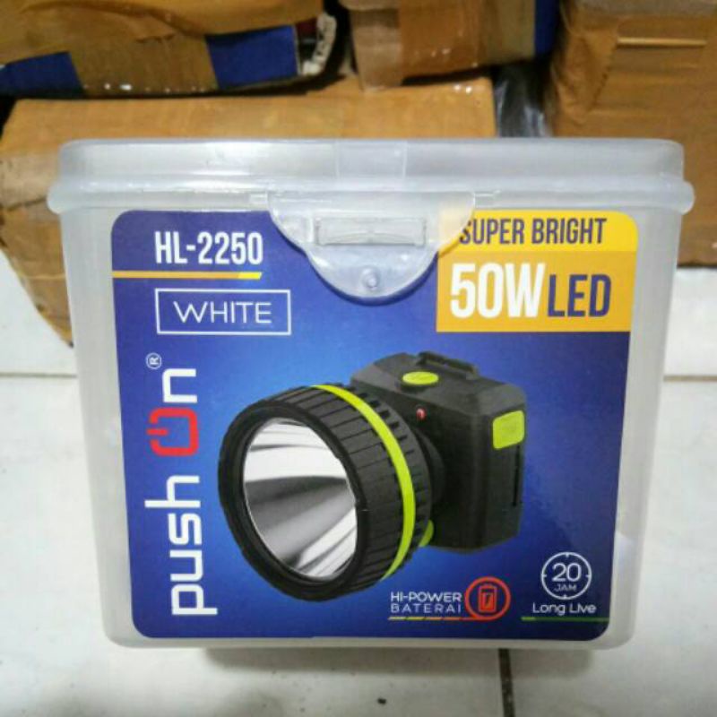 Senter Kepala Selam / Headlamp Diving LED 50watt Putih/Kuning PUSH ON HL-2112DV