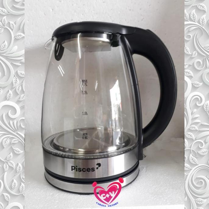 Ketel/ Teko Listrik Pisces Pk-171 Gs Low Watt 1.7 Liter Body Gelas
