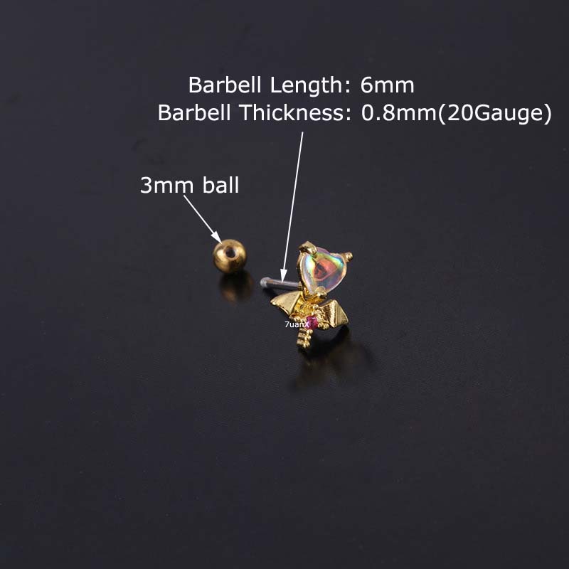 1pc Anting Tindik Tulang Rawan Telinga Desain Barbell 20gauge Bahan Stainless Steel