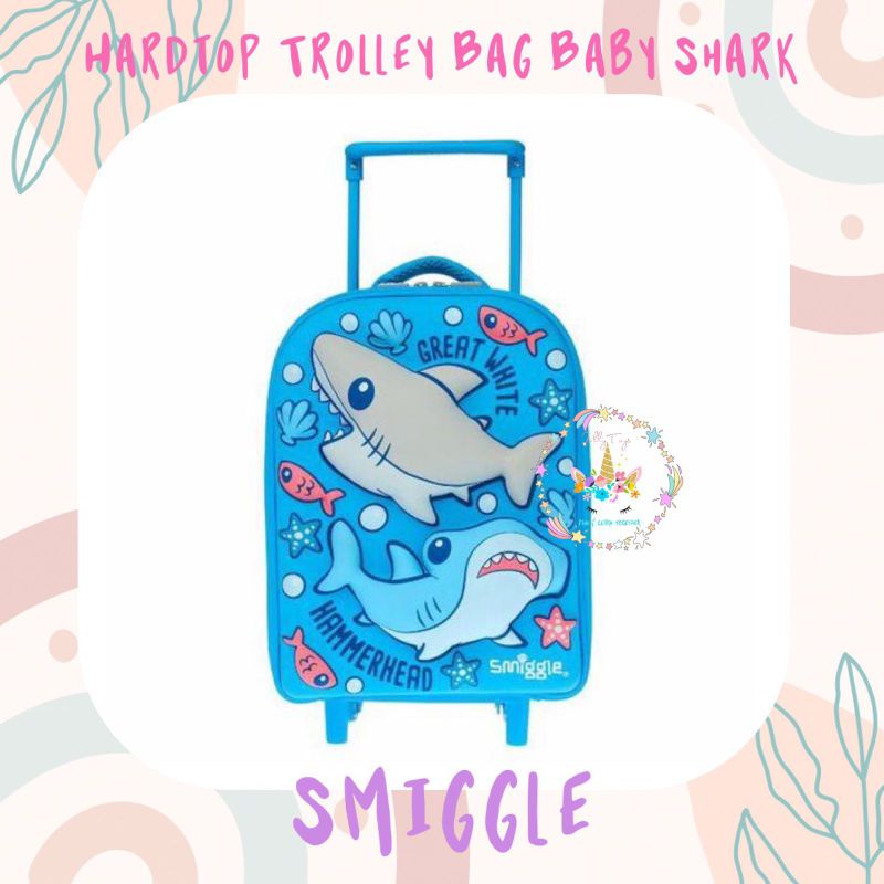 SMIGGLE HARDTOP UP & DOWN TROLLEY BAG SHARK ORIGINAL TAS TROLI ANAK TK PAUD
