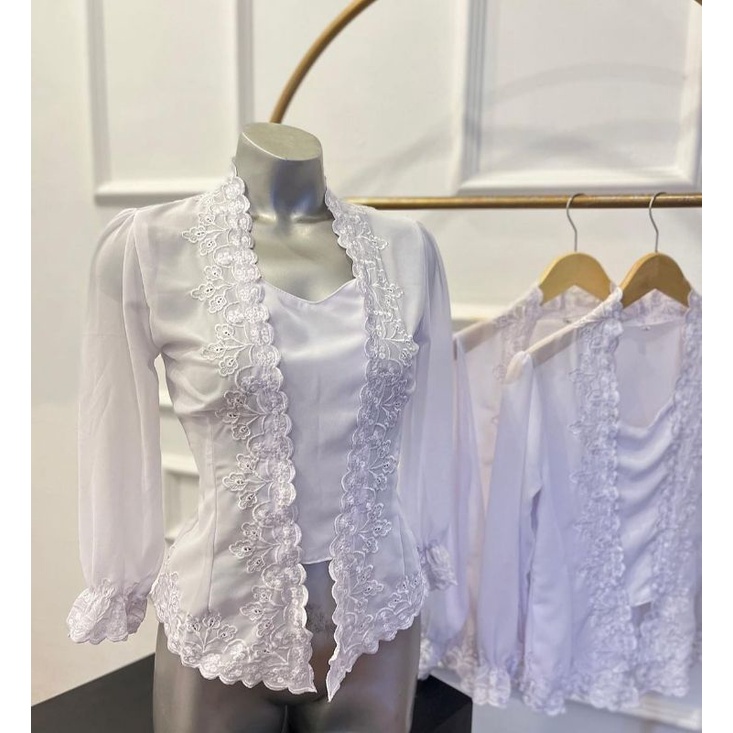 KEBAYA BORDIR TANGAN KERUT/ KEBAYA BORDIR BALI TERBARU/ BAGUS MURAH/ KEBAYA BORDIR PUTIH