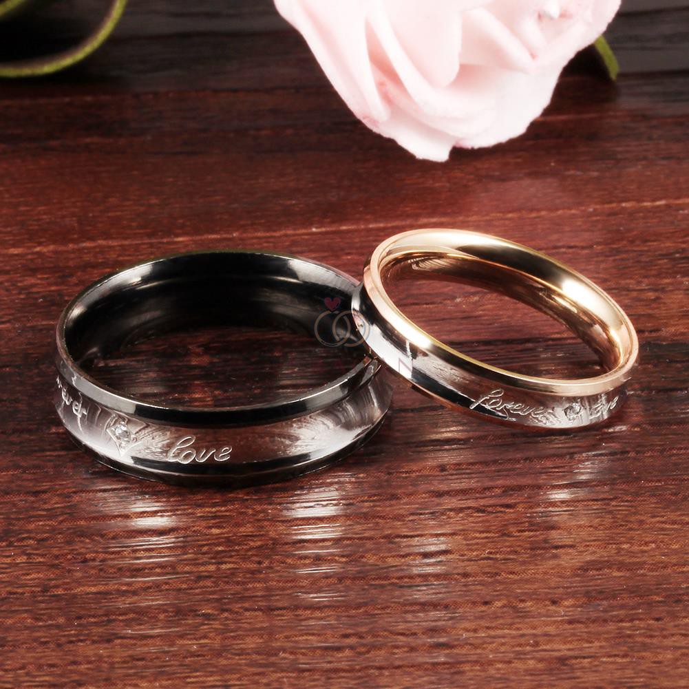 [HIGH QUALITY] Cincin Couple BUCIN R07 Titanium Ukir Nama + Box Cincin Bludru + BONUS Gelang Couple