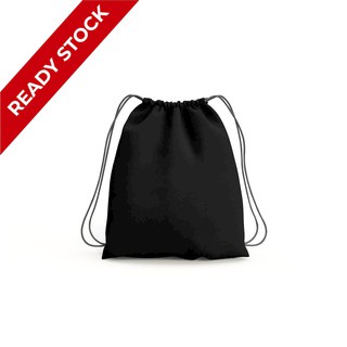 Tas Kanvas Premium Desain Hitam Polos / Black / Tas Serut / Drawstring
