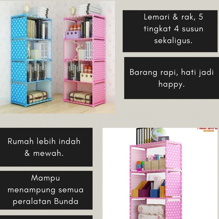 Almari portable 5 tingkat lemari portable lebih praktis terlihat rapi