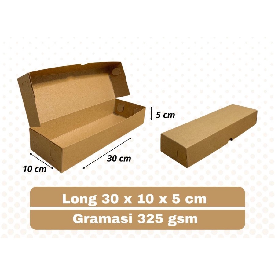 

BROWNIES BOX KRAFT 30x10x5cm 10 pcs LONG Kotak Roti foodgrade laminasi