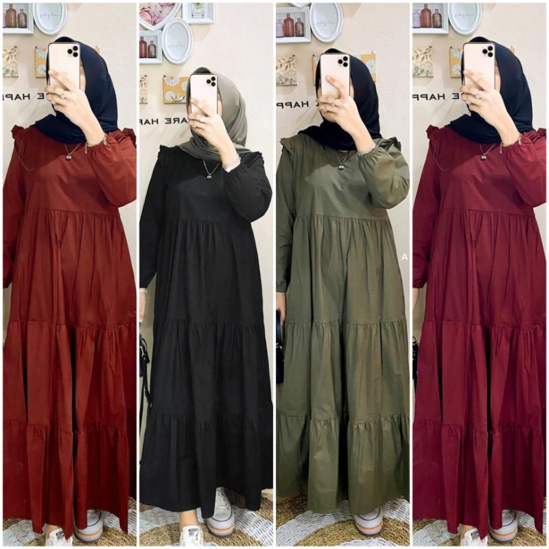 Gamis susun polos katun toyobo